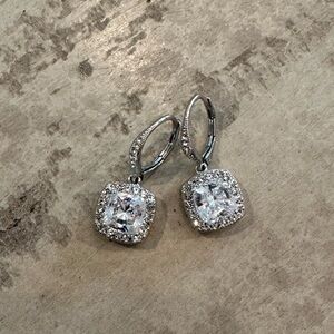 Nordstrom Silver Square Crystal Earrings